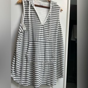 NWOT -Gray striped swim coverup
